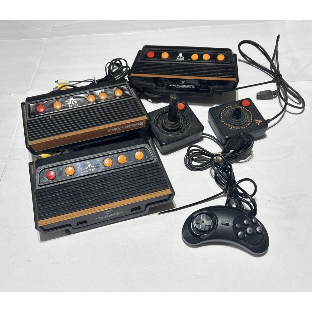 Lot of 3 Atari Flashback Consoles Flashback 2 Flashback 5 Controllers As-Is Part